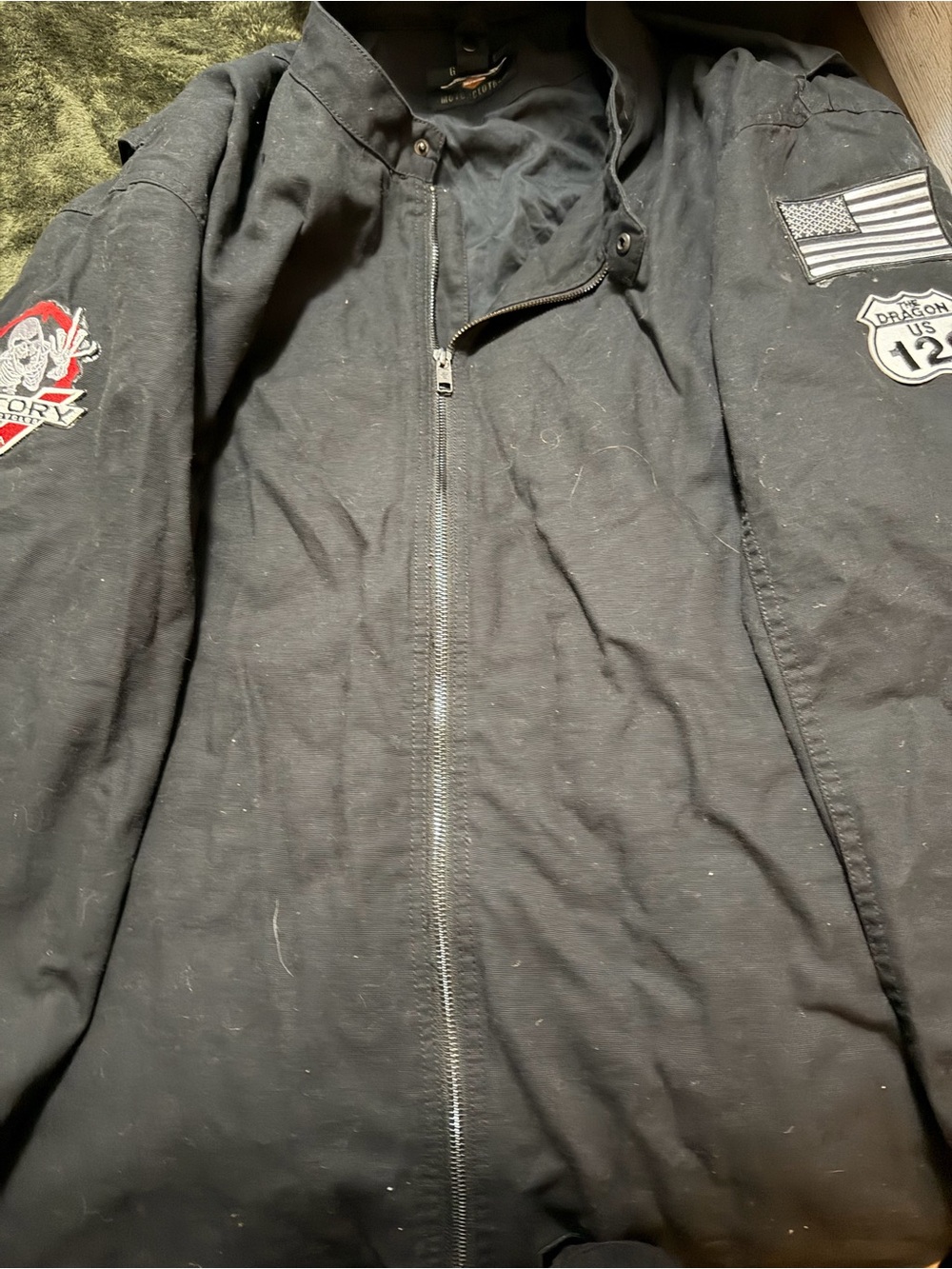 Harley Davidson Black Patch Detail Zip-Up Jacket